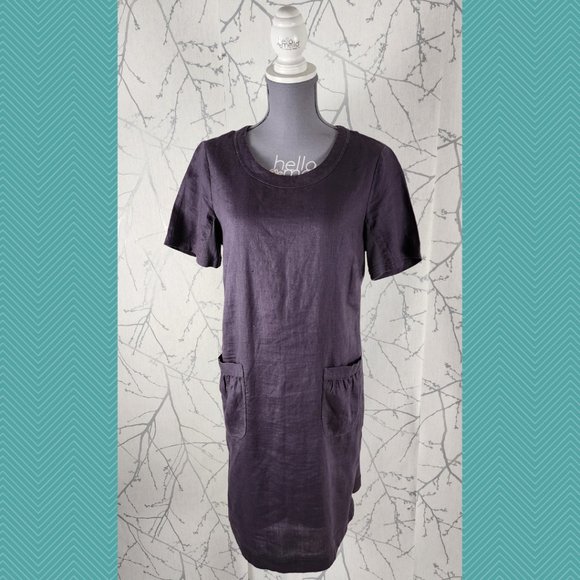 Blu9 Purple 100% Linen Midi Shift Dress w/ Pockets - Picture 1 of 5